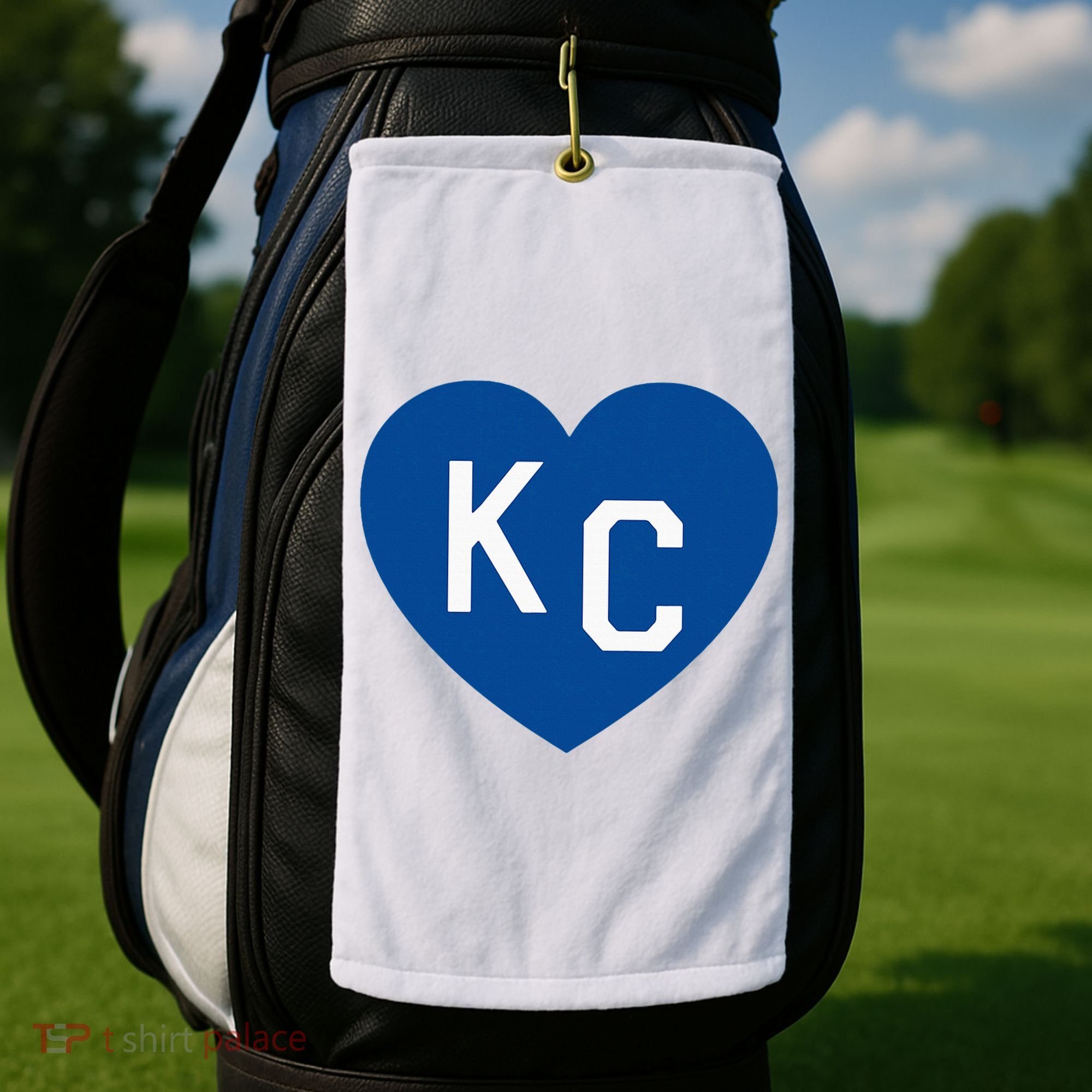 Kc Heart Blue Kansas City Golf Towel