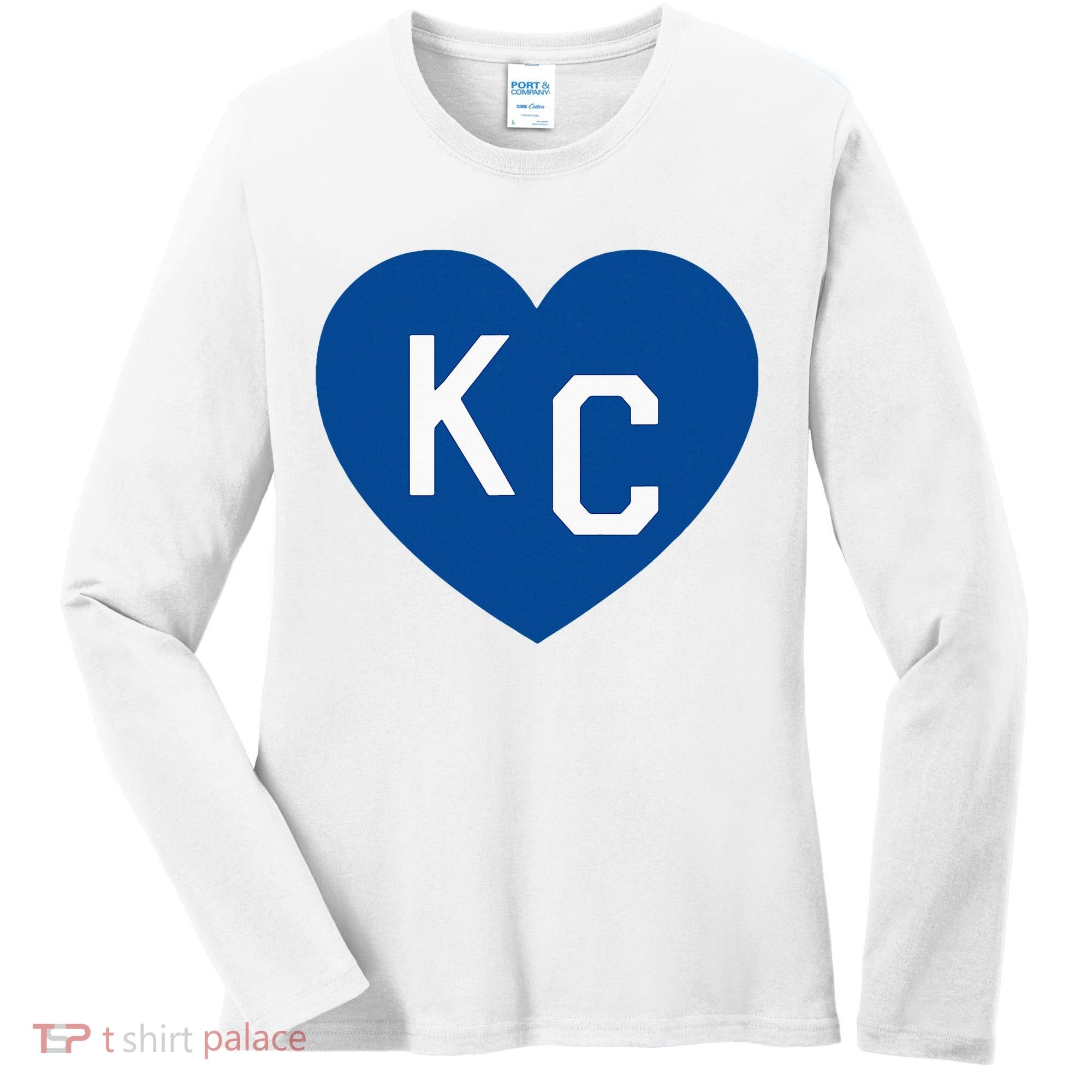 Kc Heart Blue Kansas City Women's Long Sleeve Shirt