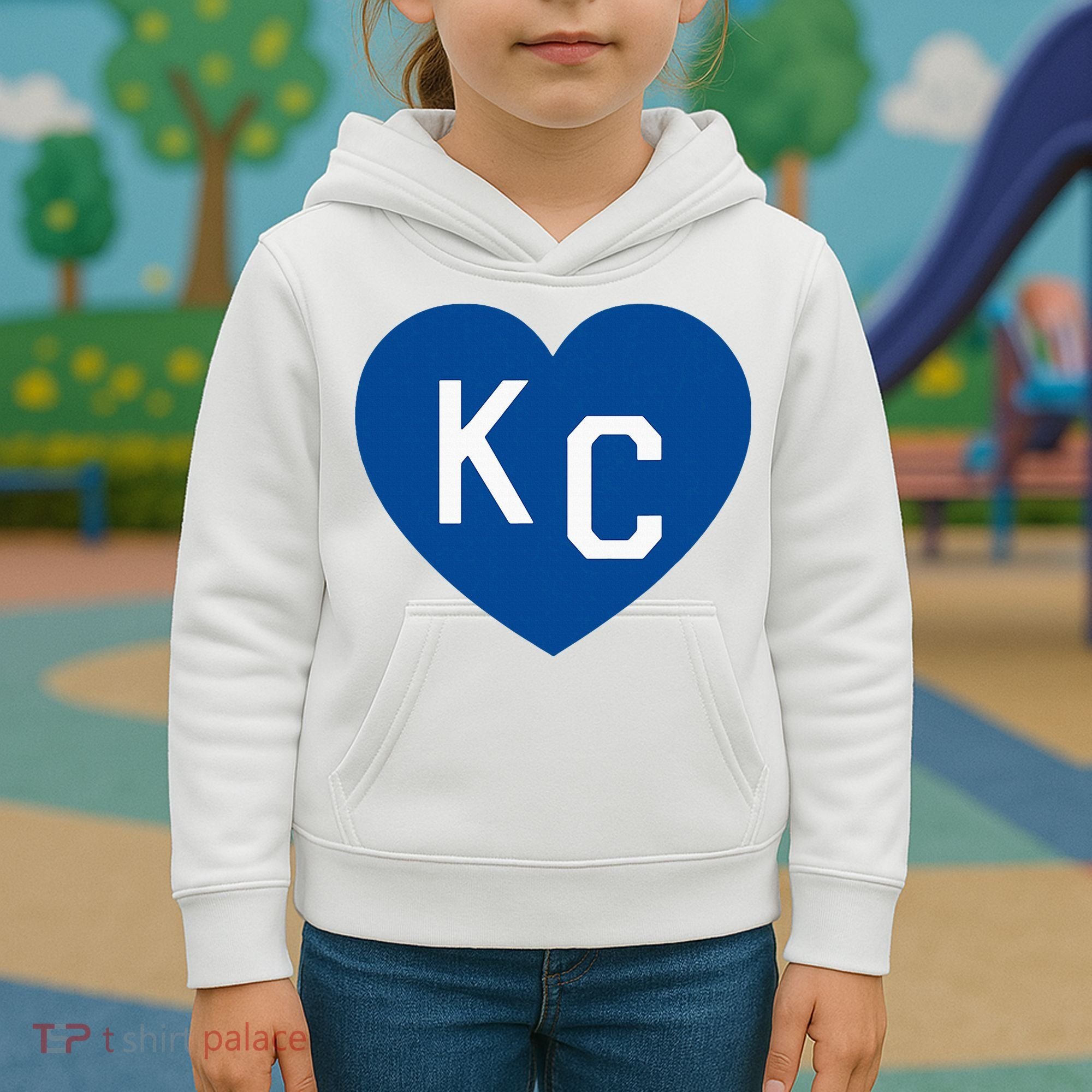 Kc Heart Blue Kansas City Kids Hoodie