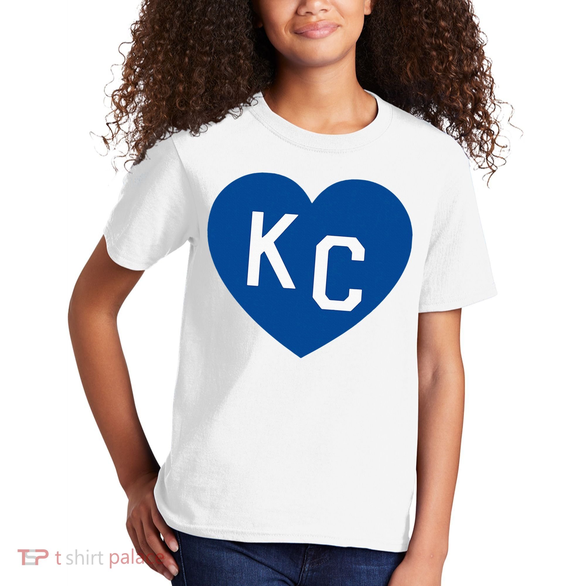 Kc Heart Blue Kansas City Kids T-Shirt