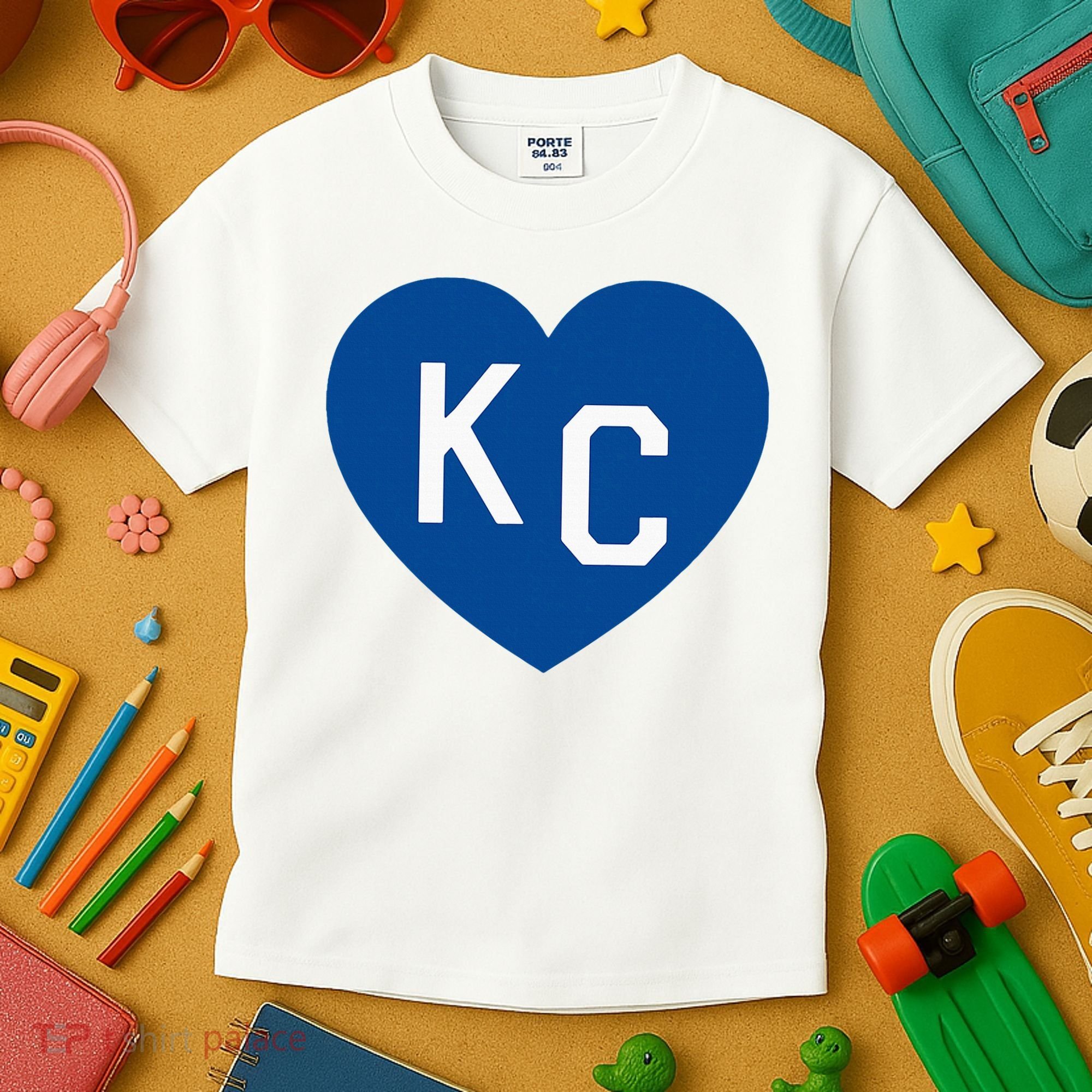 Kc Heart Blue Kansas City Kids T-Shirt