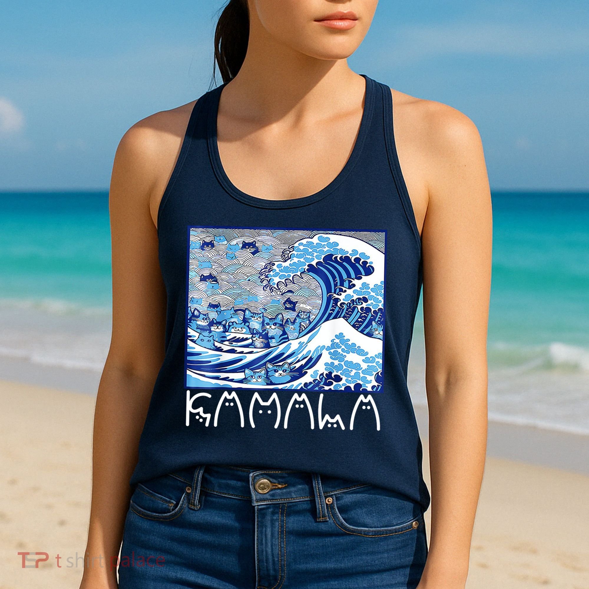 Kamala Harris Blue Cats Wave Funny Cat Women's Tank Top