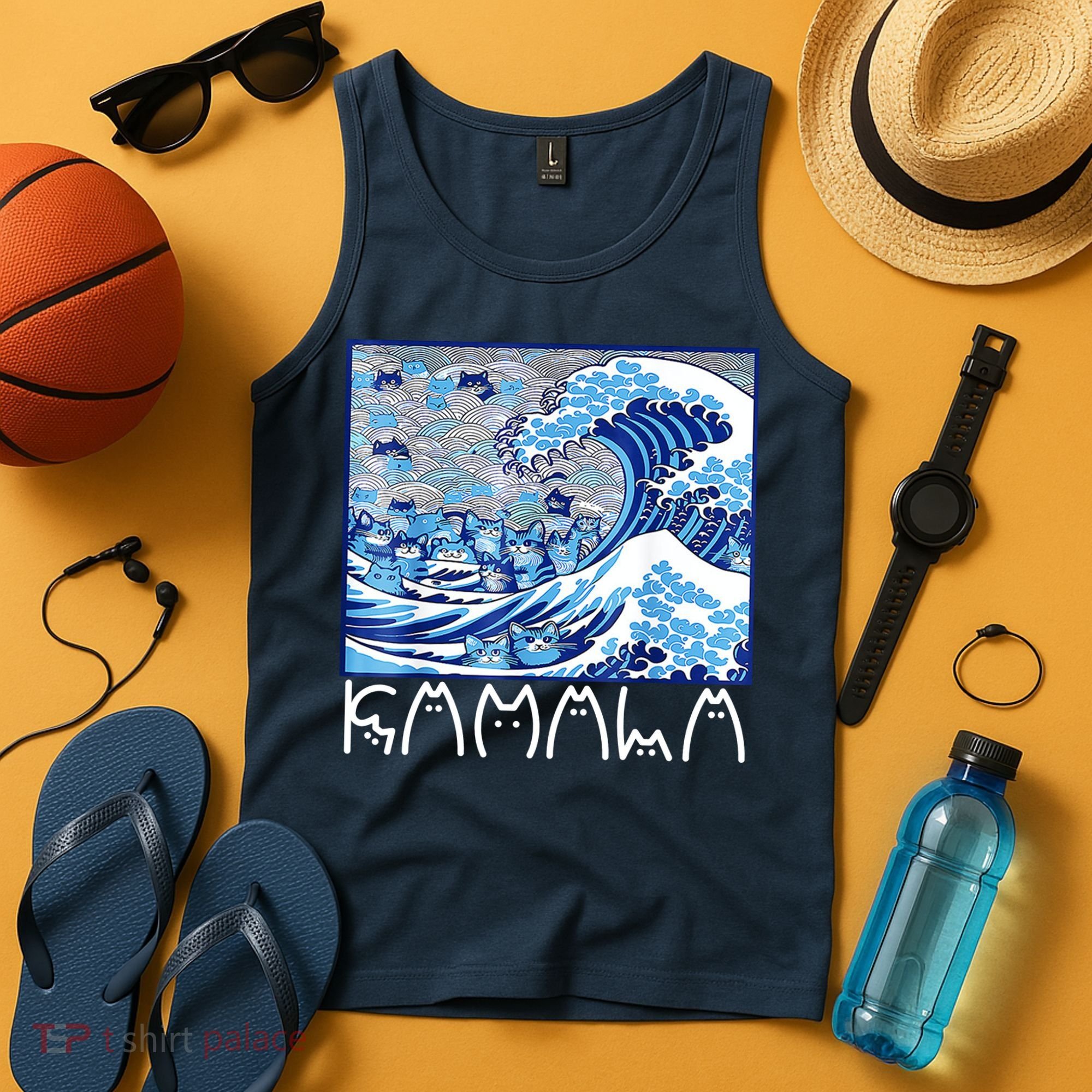 Kamala Harris Blue Cats Wave Funny Cat Tank Top