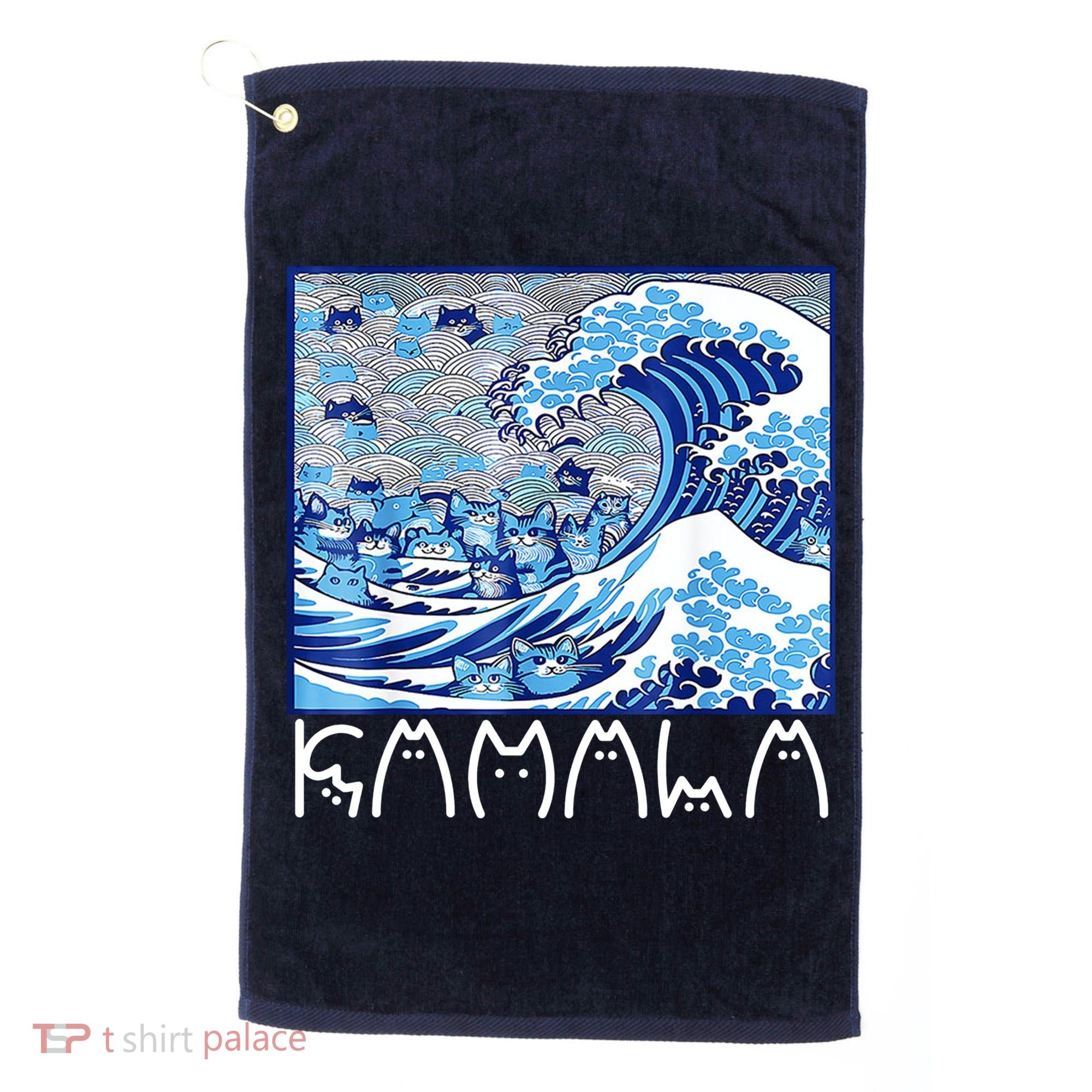 Kamala Harris Blue Cats Wave Funny Cat Golf Towel