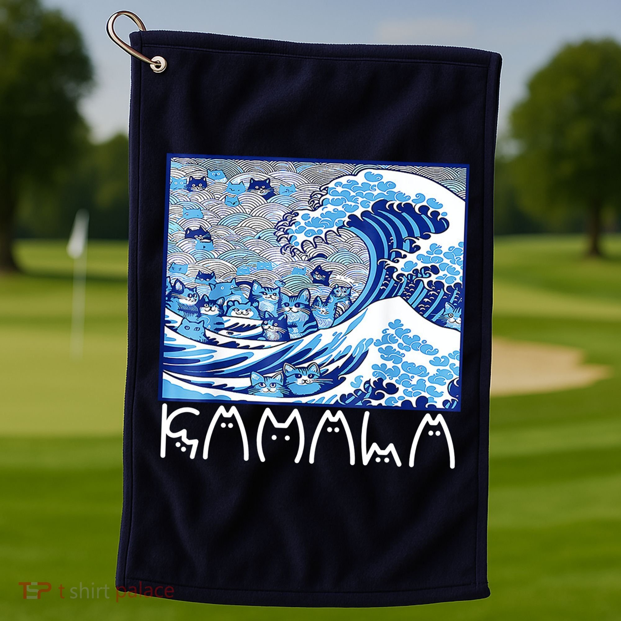 Kamala Harris Blue Cats Wave Funny Cat Golf Towel