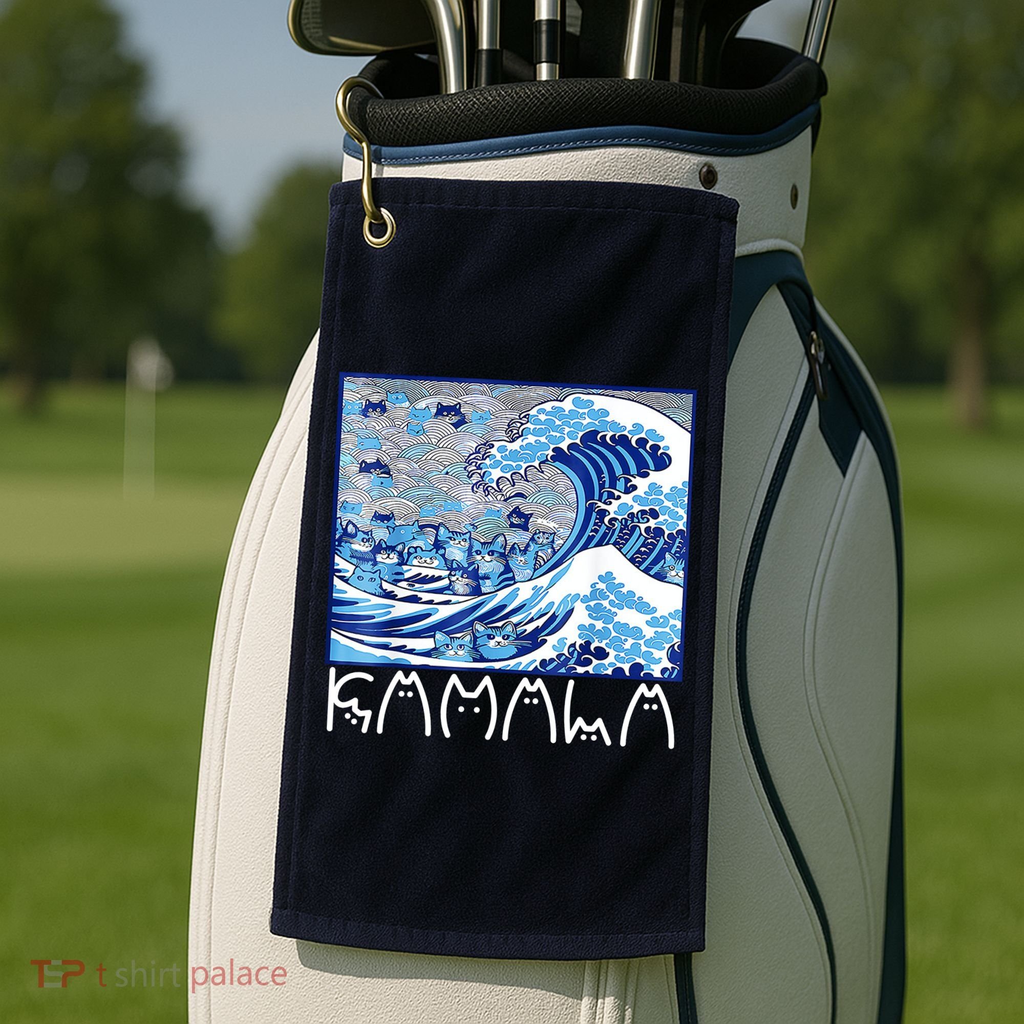 Kamala Harris Blue Cats Wave Funny Cat Golf Towel