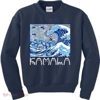 Kamala Harris Blue Cats Wave Funny Cat Kids Sweatshirt thumb 0