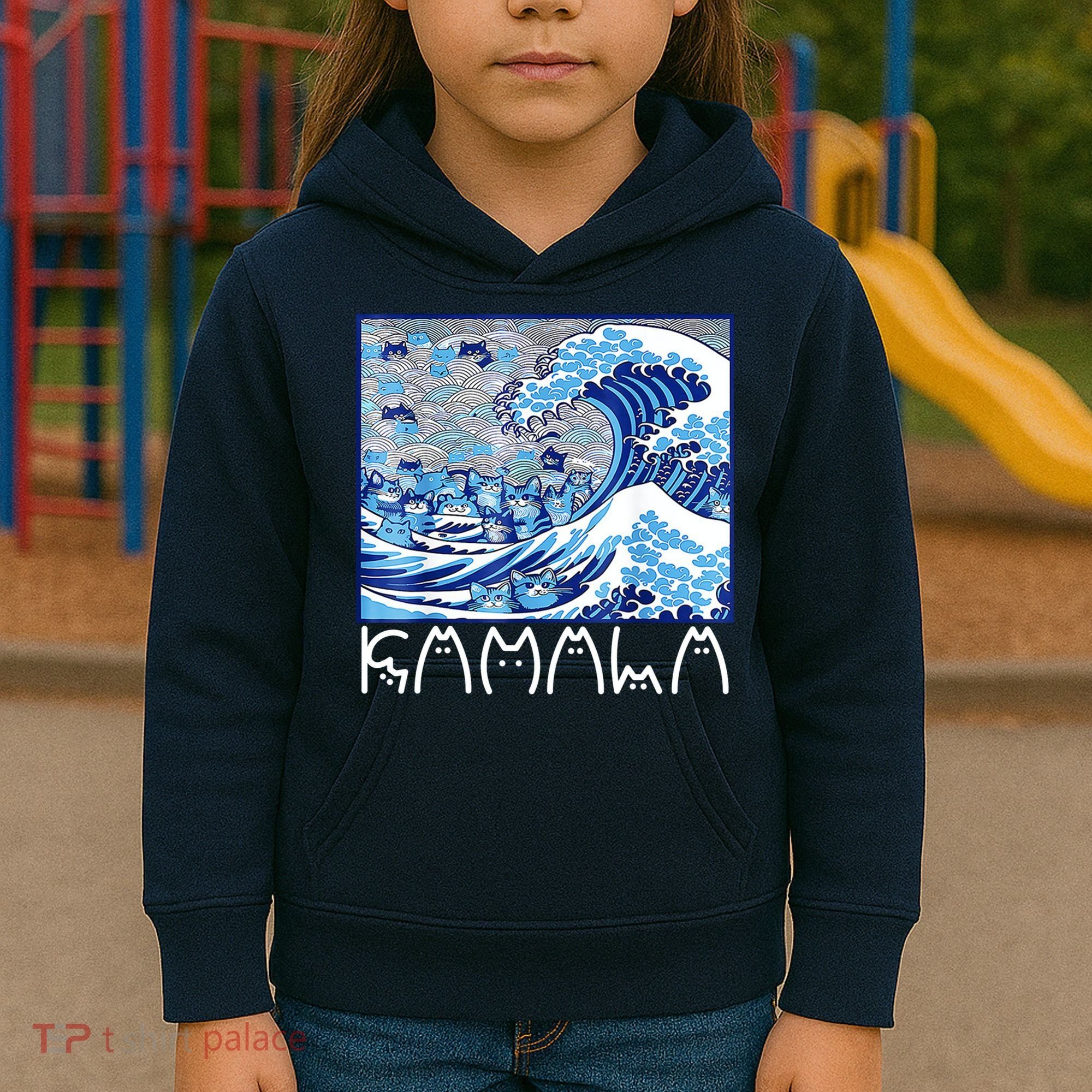 Kamala Harris Blue Cats Wave Funny Cat Kids Hoodie