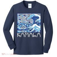 Kamala Harris Blue Cats Wave Funny Cat Kids Long Sleeve Shirt thumb 0