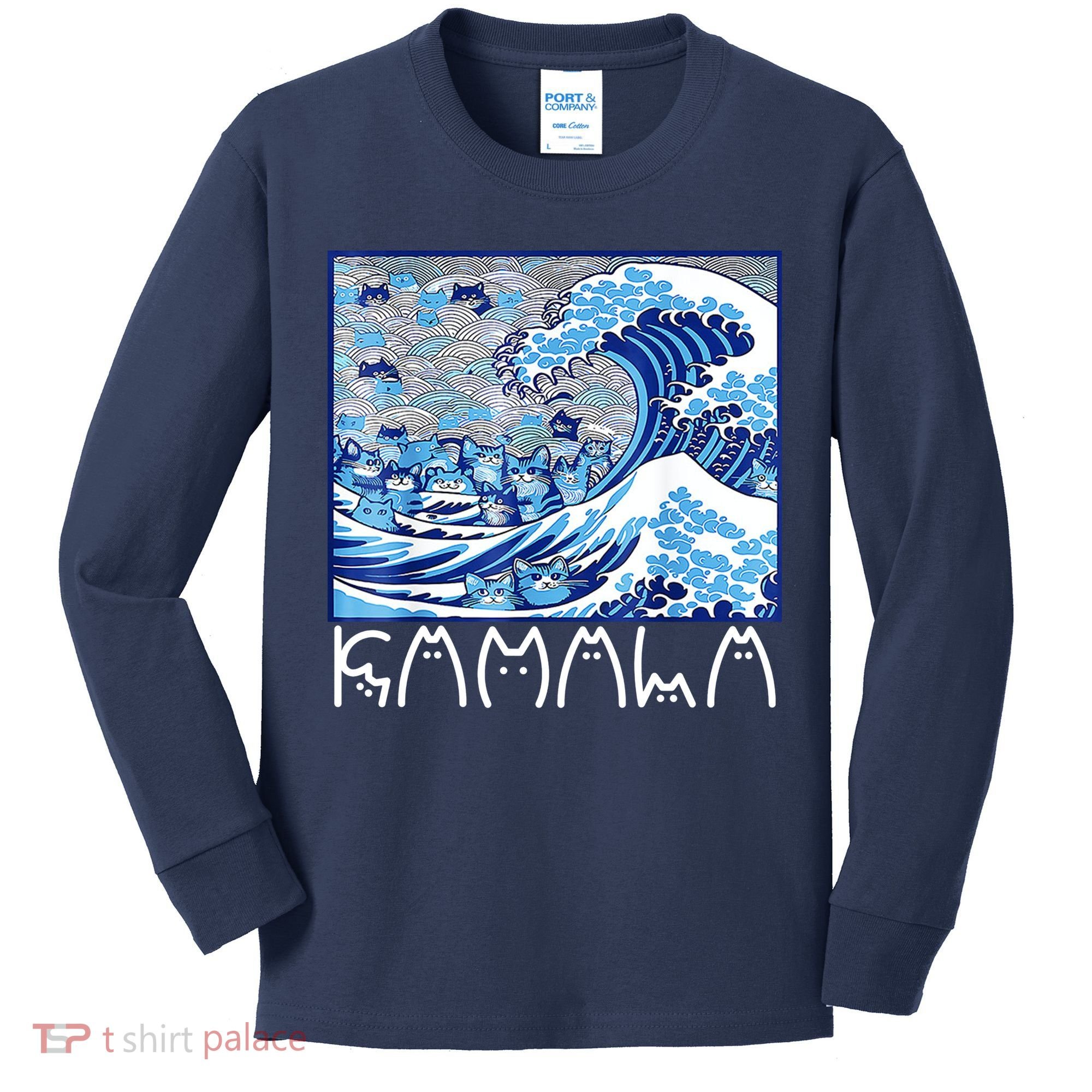 Kamala Harris Blue Cats Wave Funny Cat Kids Long Sleeve Shirt
