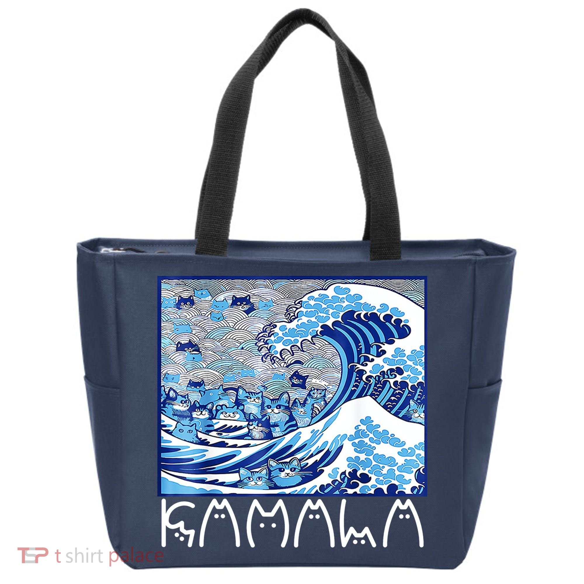 Kamala Harris Blue Cats Wave Funny Cat Tote Bag