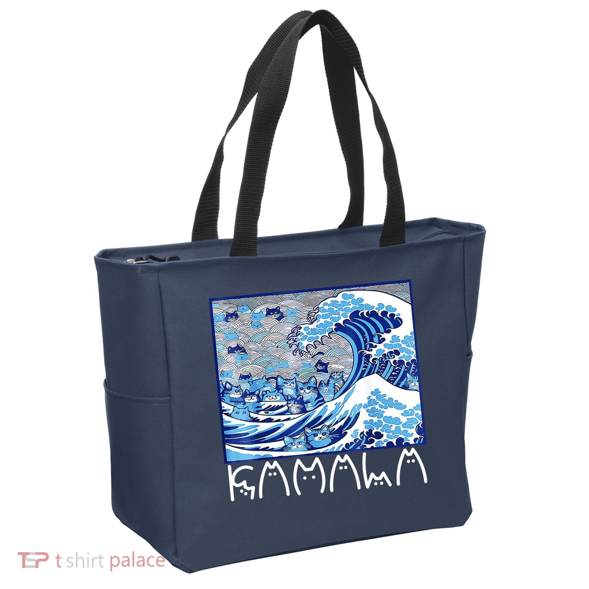 Kamala Harris Blue Cats Wave Funny Cat Tote Bag