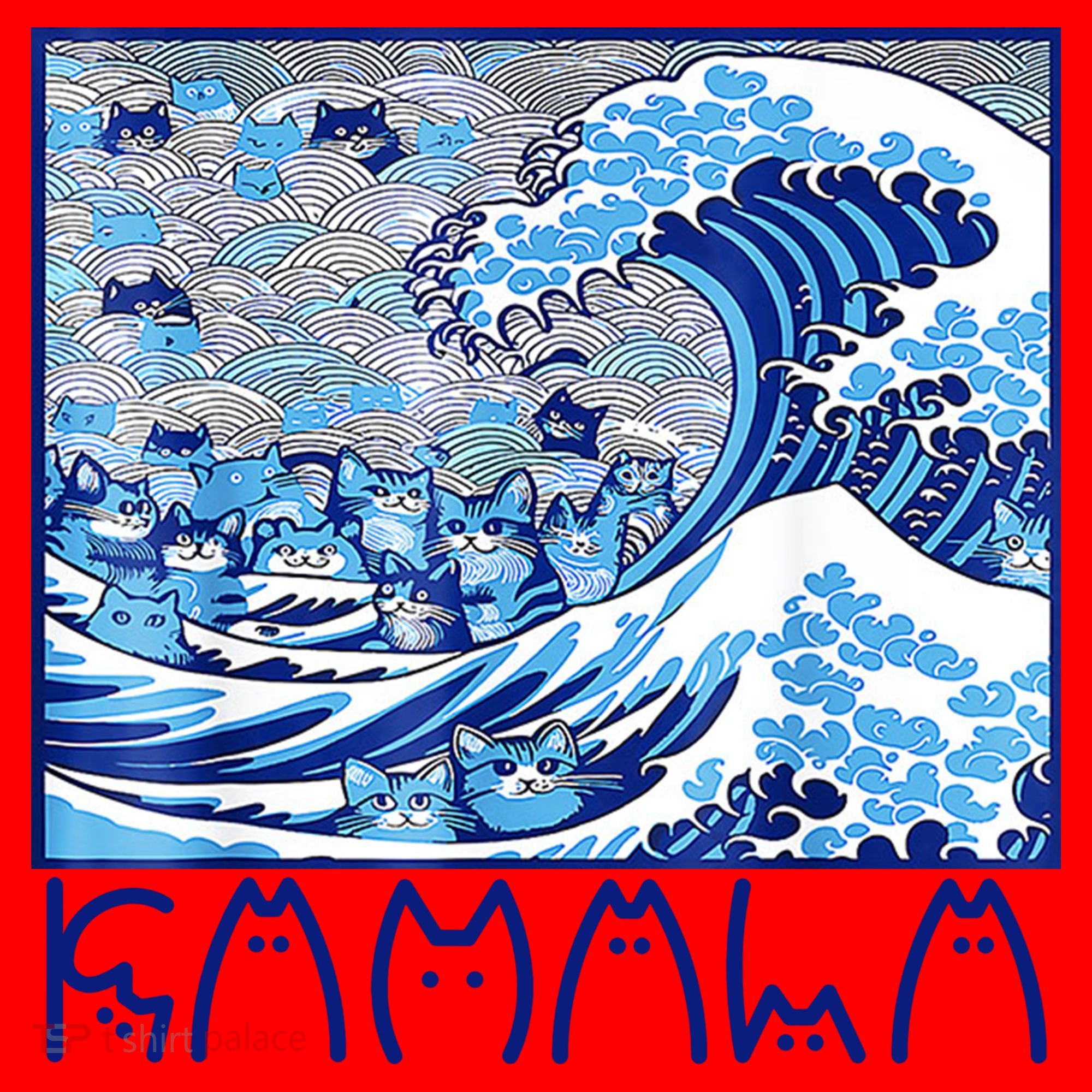 Kamala Harris Blue Cats Wave Funny Cat Santa Hat