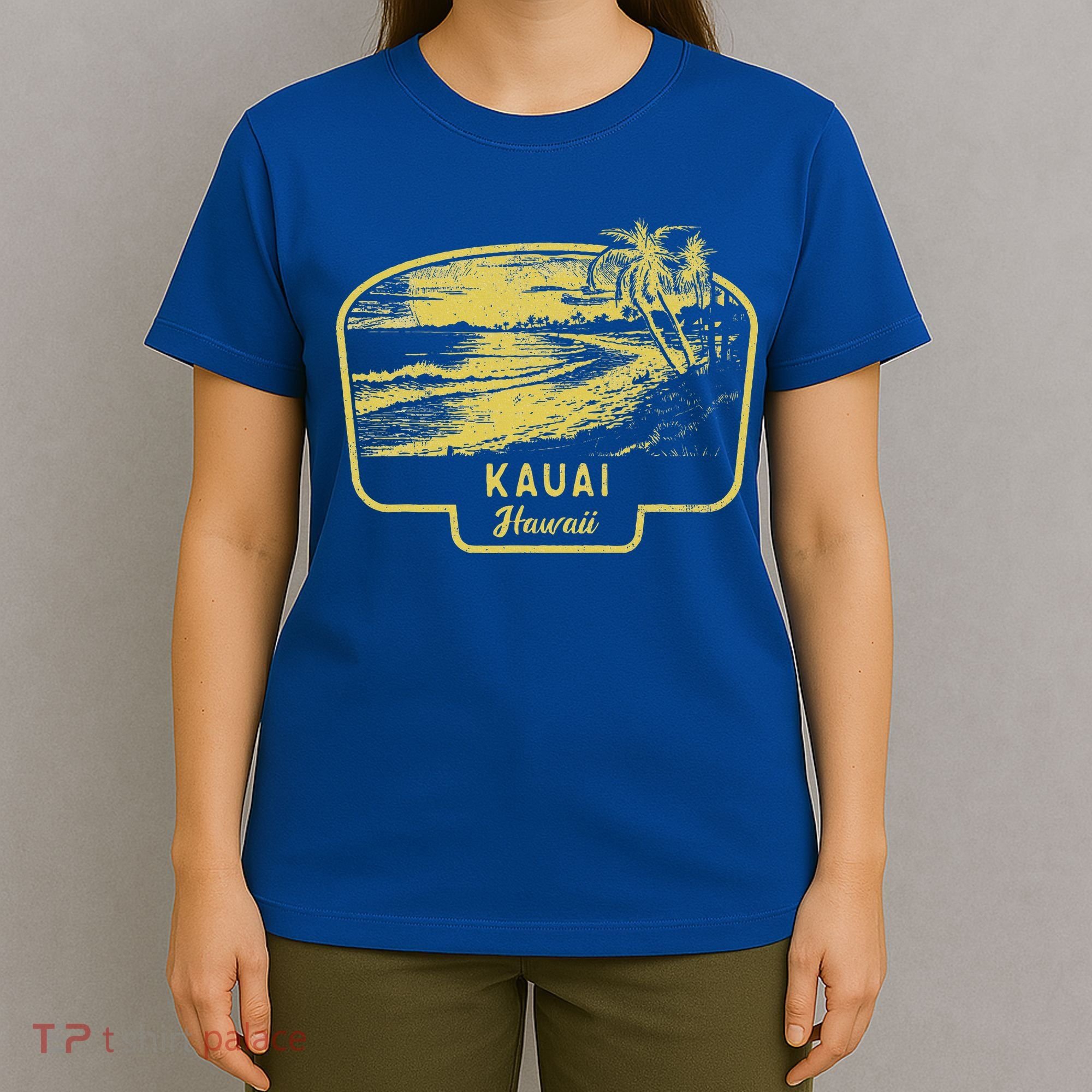 Kauai Hawaii Beach Surf Vintage Blue T-Shirt