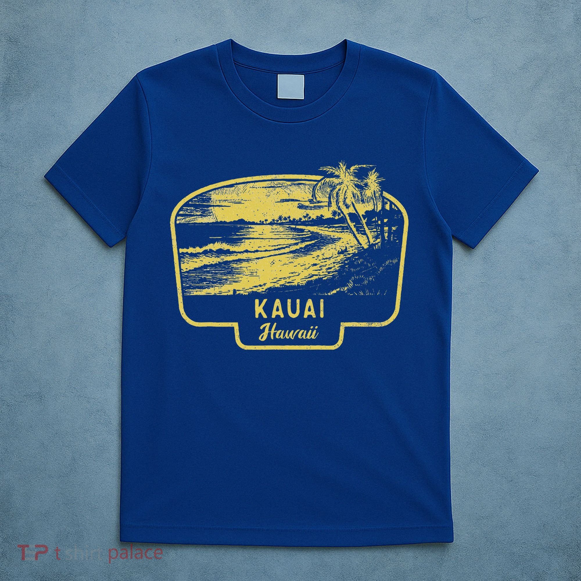Kauai Hawaii Beach Surf Vintage Blue T-Shirt