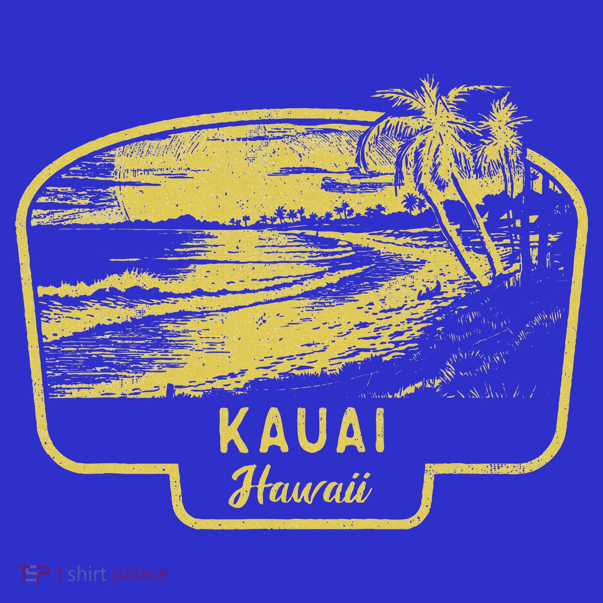 Kauai Hawaii Beach Surf Vintage Blue T-Shirt