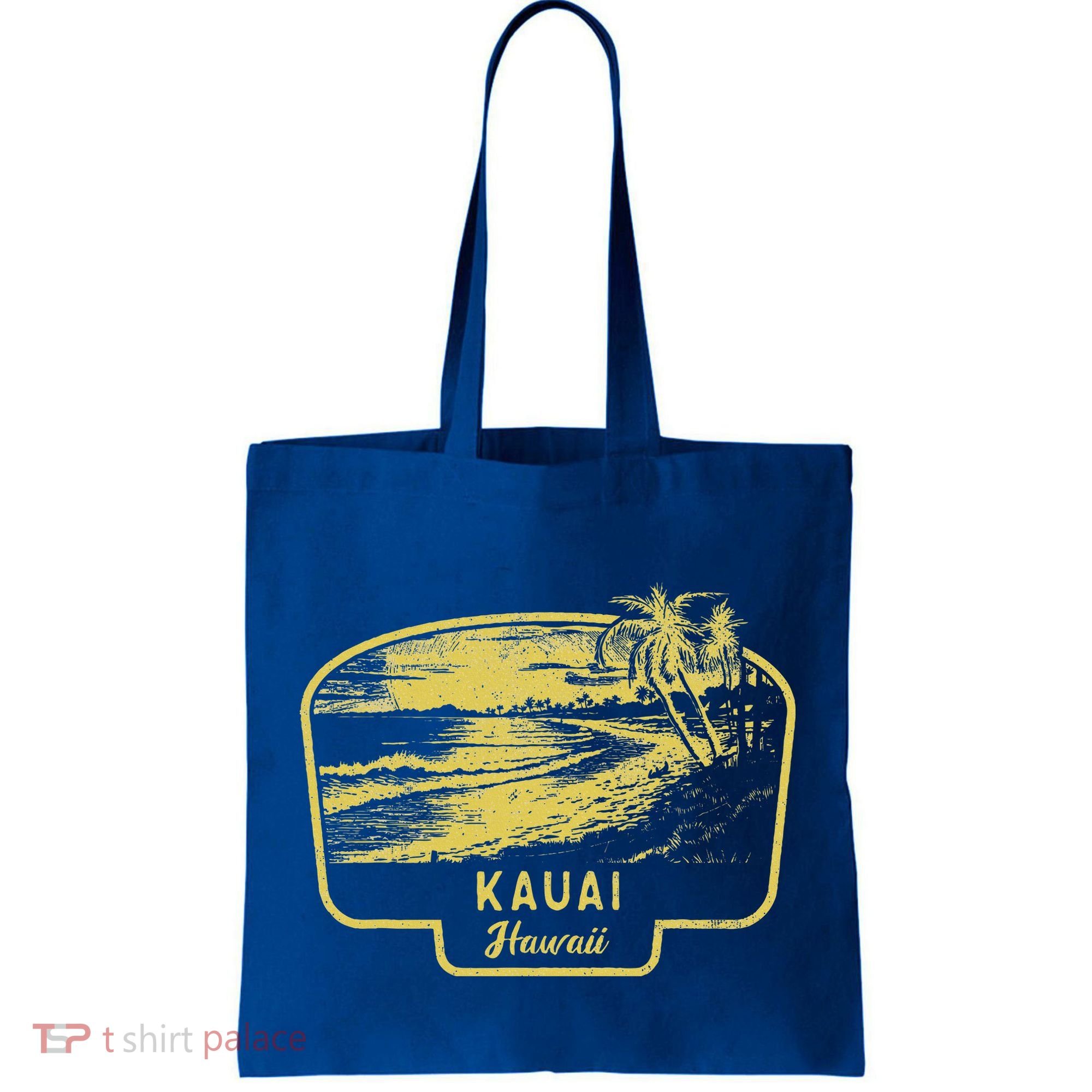 Kauai Hawaii Beach Surf Vintage Blue Tote Bag