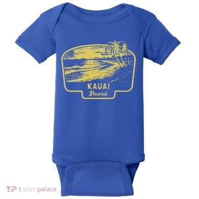 Kauai Hawaii Beach Surf Vintage Blue Baby Bodysuit