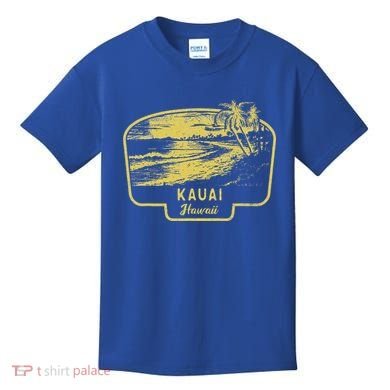 Kauai Hawaii Beach Surf Vintage Blue Kids T-Shirt