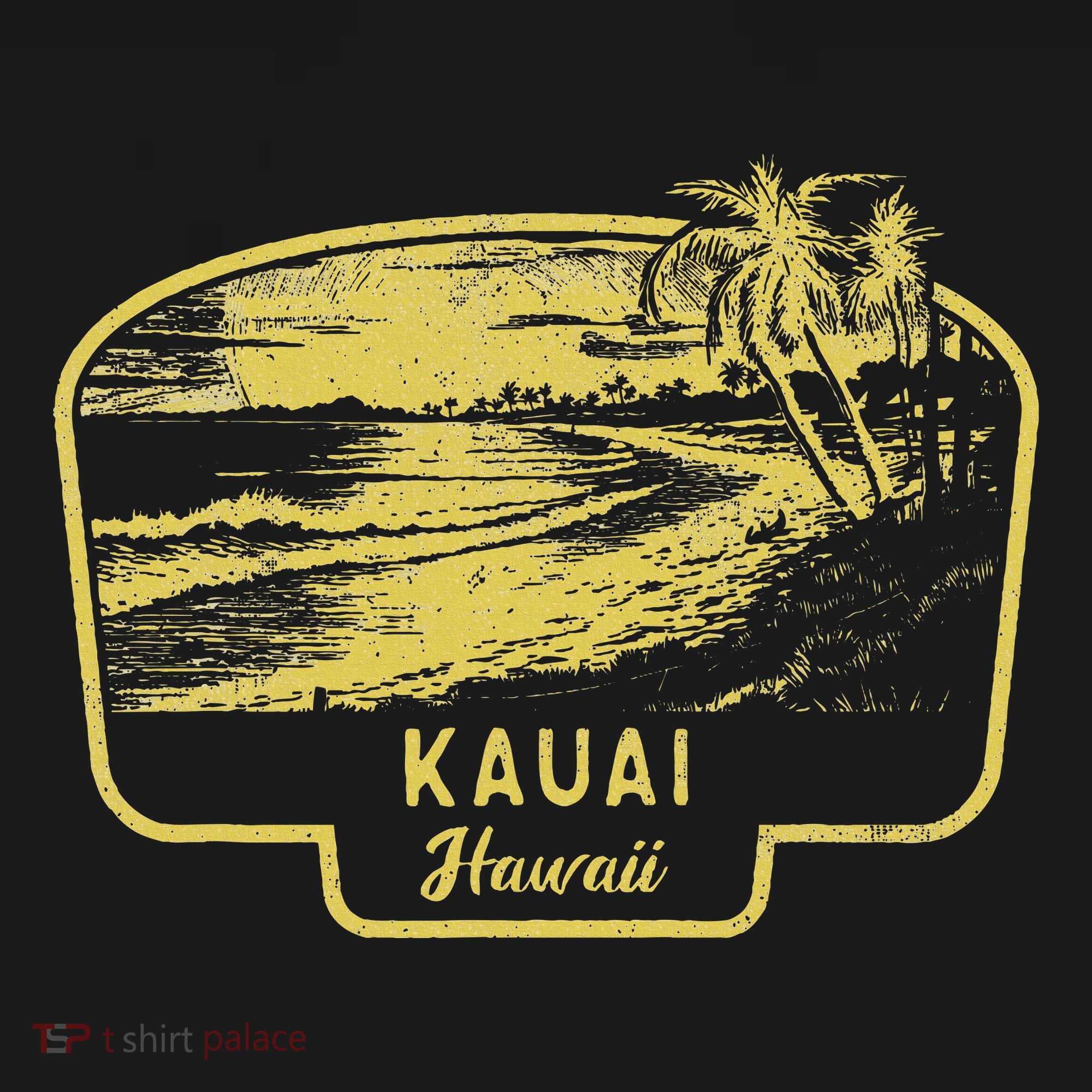 Kauai Hawaii Beach Surf Vintage Blue T-Shirt