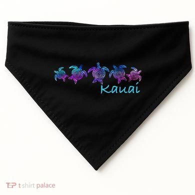 Kauai Hawaii Beach Design Tribal Turtle Gift USA-Made Doggie Bandana
