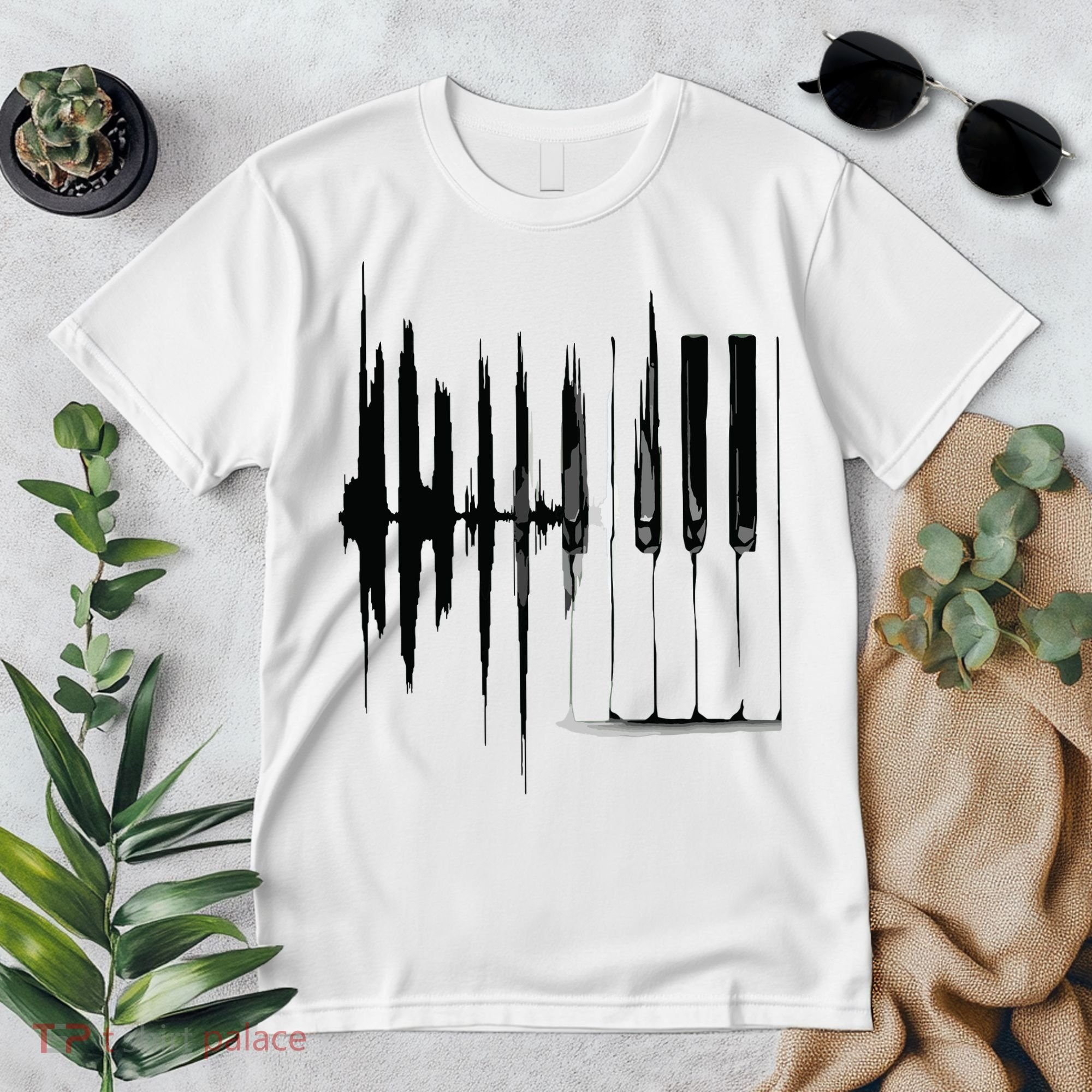 Keyboard Heartbeat Cool Piano And Organ Player Novelty Item Premium T-Shirt