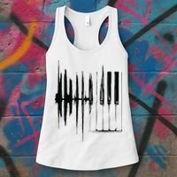 Keyboard Heartbeat Cool Piano And Organ Player Novelty Item Women's Tank Top thumb 3