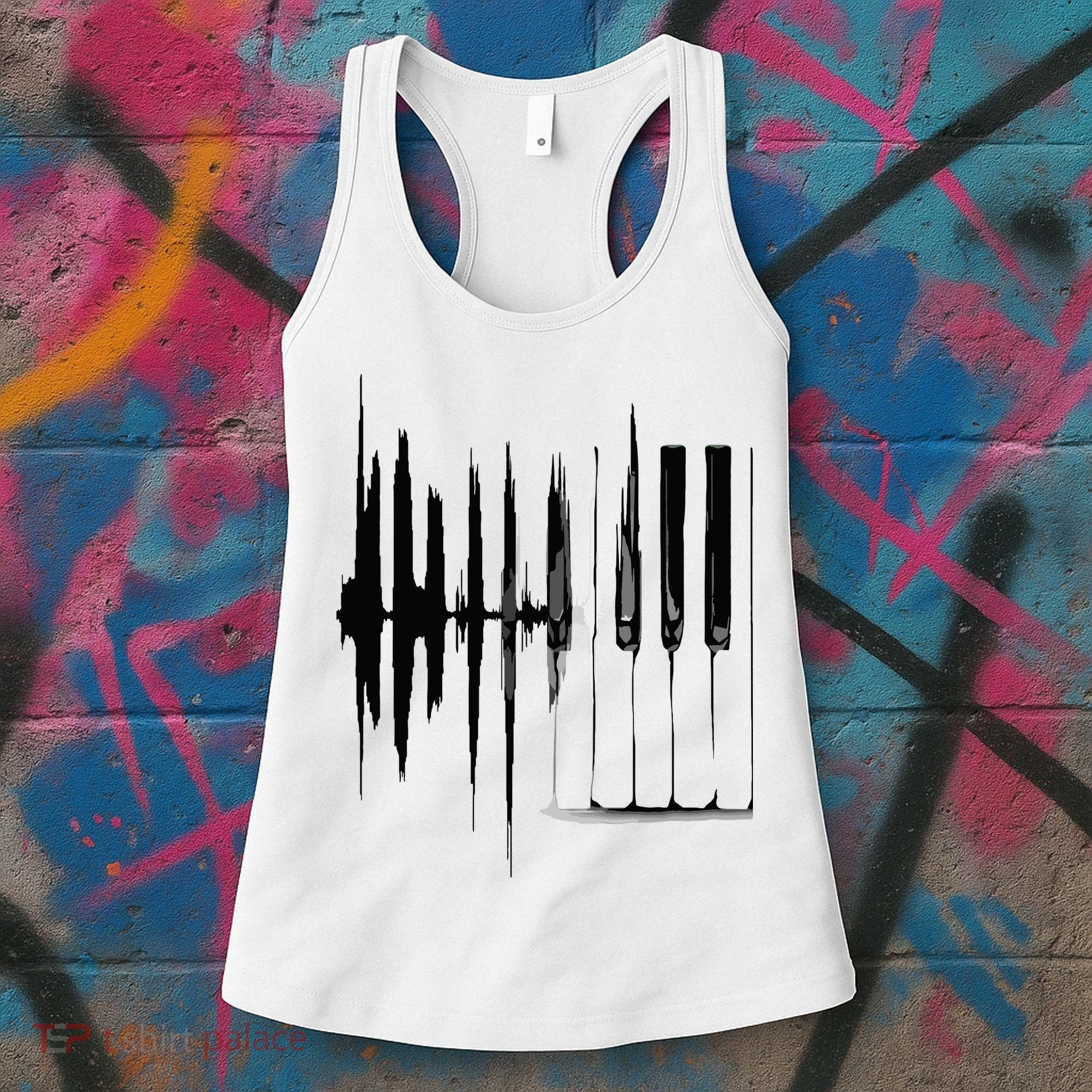 Keyboard Heartbeat Cool Piano And Organ Player Novelty Item Women's Tank Top
