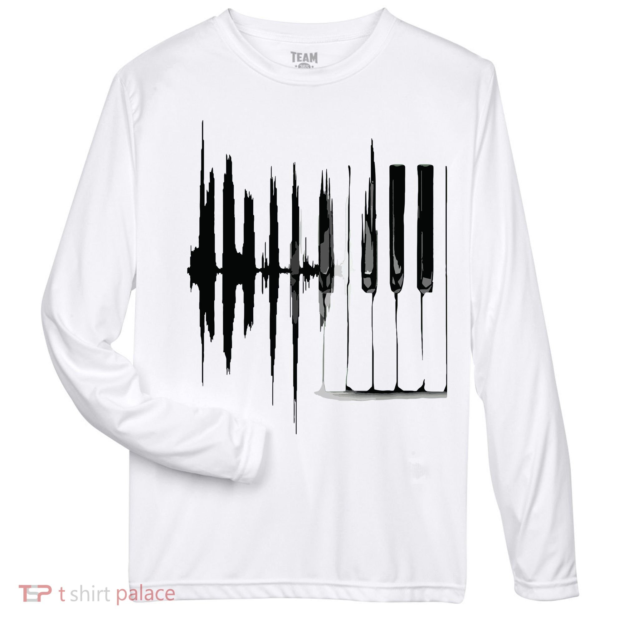 Keyboard Heartbeat Cool Piano And Organ Player Novelty Item Zone Performance Long-Sleeve T-Shirt