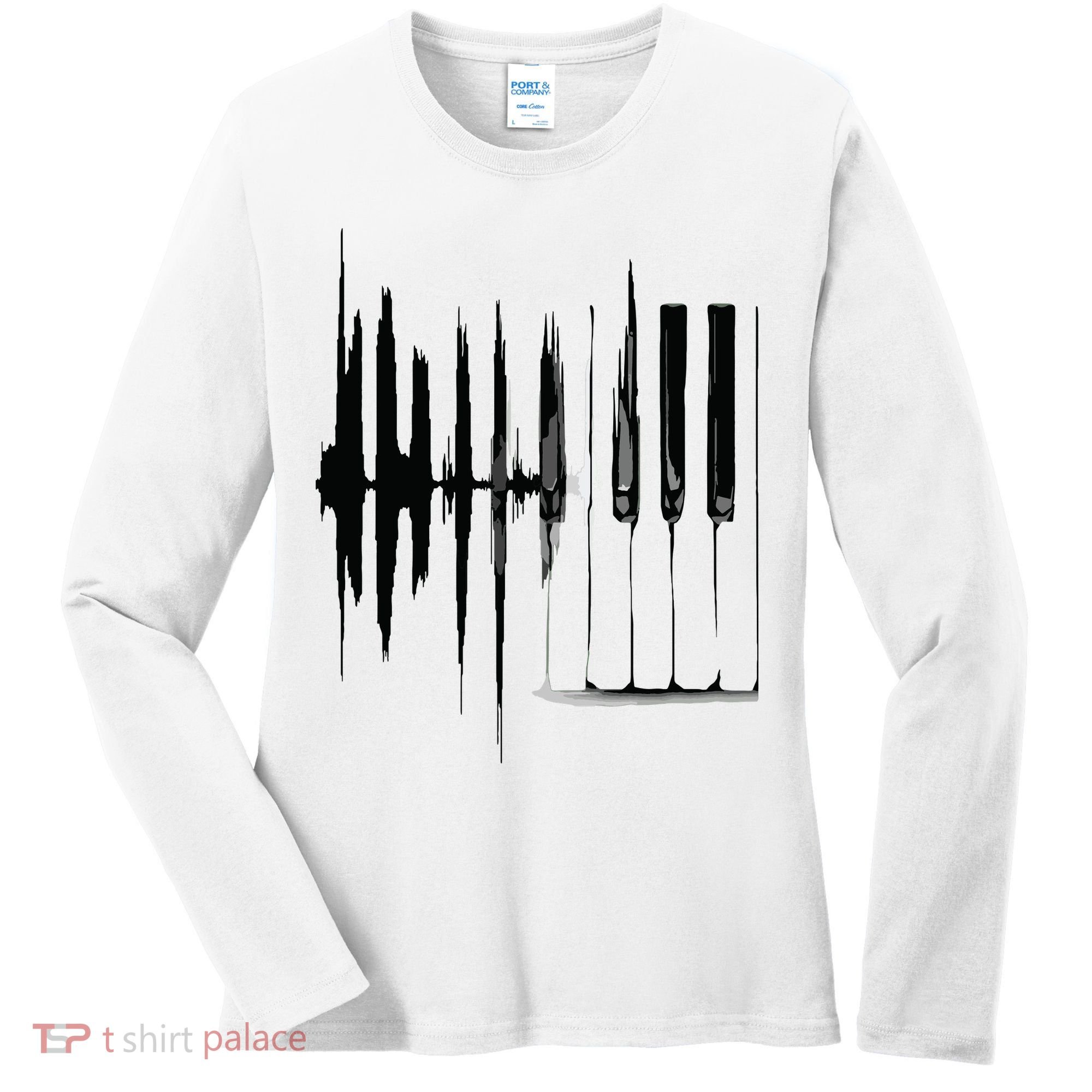 Keyboard Heartbeat Cool Piano And Organ Player Novelty Item Women's Long Sleeve Shirt