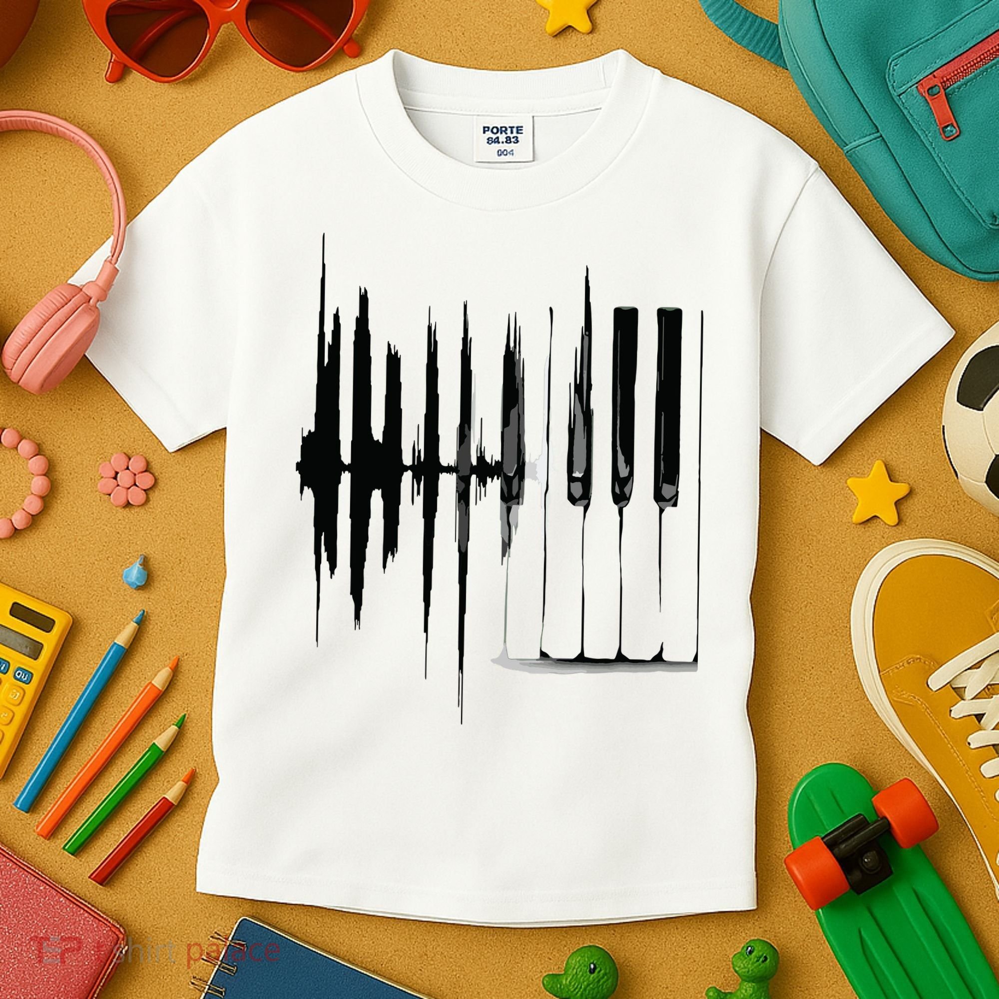 Keyboard Heartbeat Cool Piano And Organ Player Novelty Item Kids T-Shirt