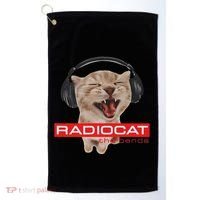 Kitten Headphones Cat Tech House Music Funny Cat Lover Golf Towel thumb 0