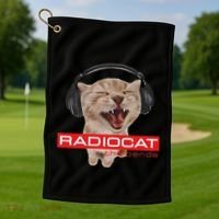Kitten Headphones Cat Tech House Music Funny Cat Lover Golf Towel thumb 1