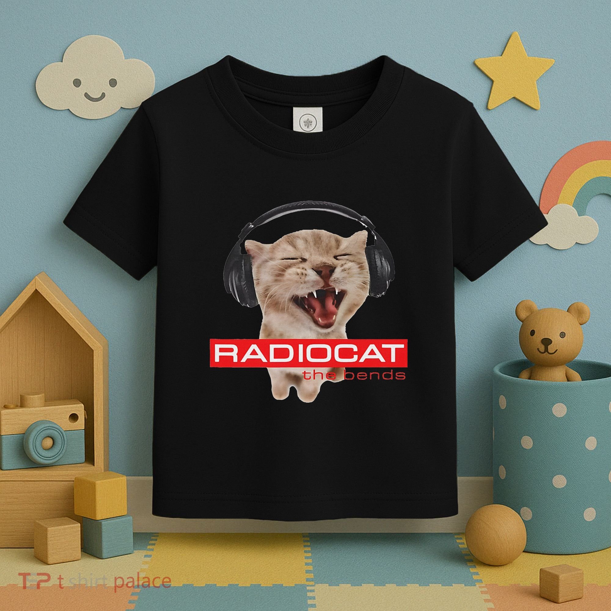 Kitten Headphones Cat Tech House Music Funny Cat Lover Toddler T-Shirt