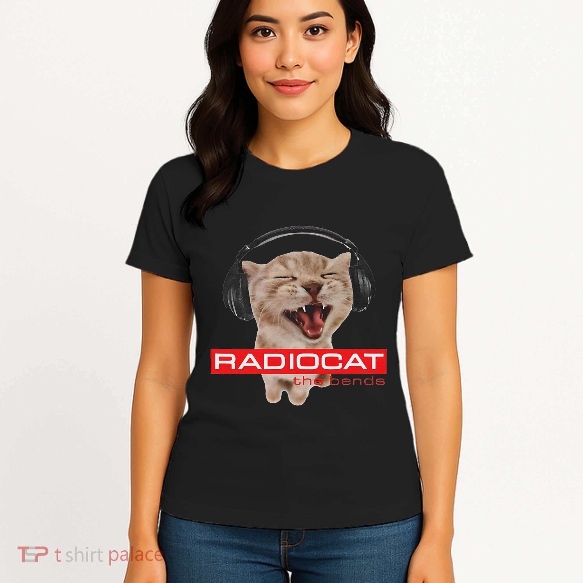 Kitten Headphones Cat Tech House Music Funny Cat Lover Women's T-Shirt