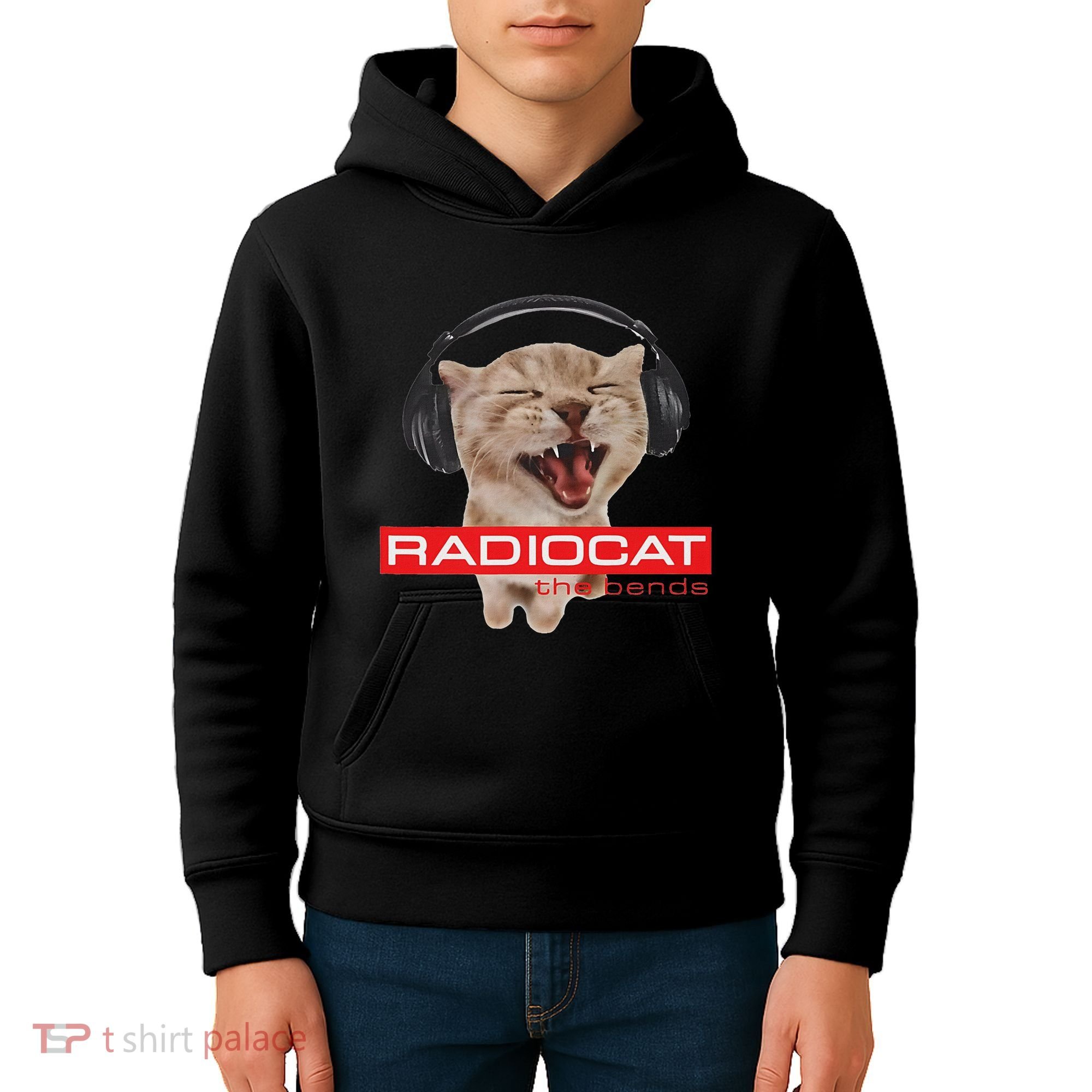 Kitten Headphones Cat Tech House Music Funny Cat Lover Kids Hoodie