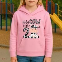 Kids Holy Cow Im 2 Birthday Boy 2nd Cow Farm Animals Bday Kids Hoodie thumb 3