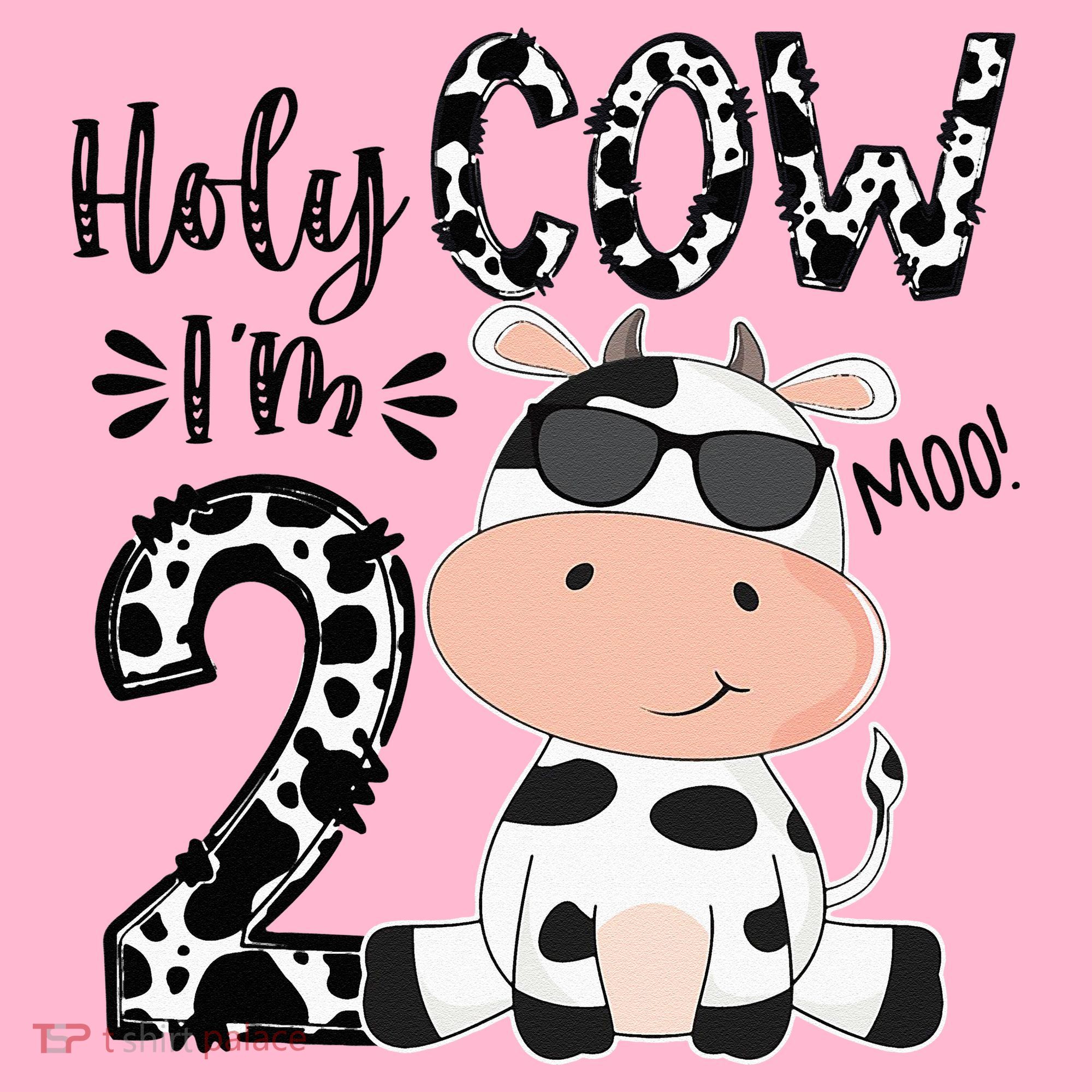 Kids Holy Cow Im 2 Birthday Boy 2nd Cow Farm Animals Bday Kids Hoodie