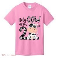 Kids Holy Cow Im 2 Birthday Boy 2nd Cow Farm Animals Bday Kids T-Shirt thumb 0