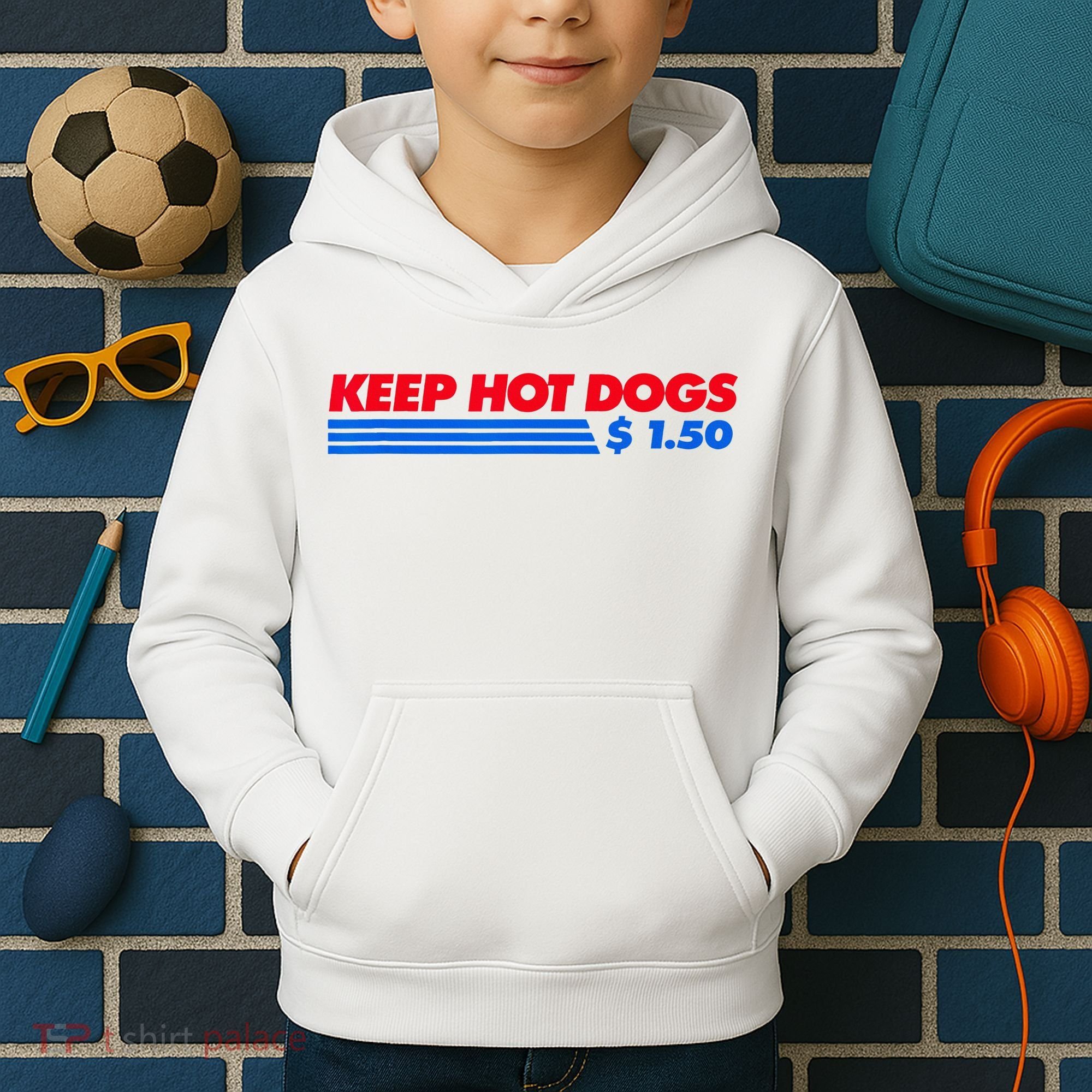 Keep Hot Dogs $1.50 Kids Hoodie