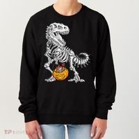 Kids Halloween Dinosaur Skeleton T Rex Funny Pumpkin Women's Sweatshirt thumb 0