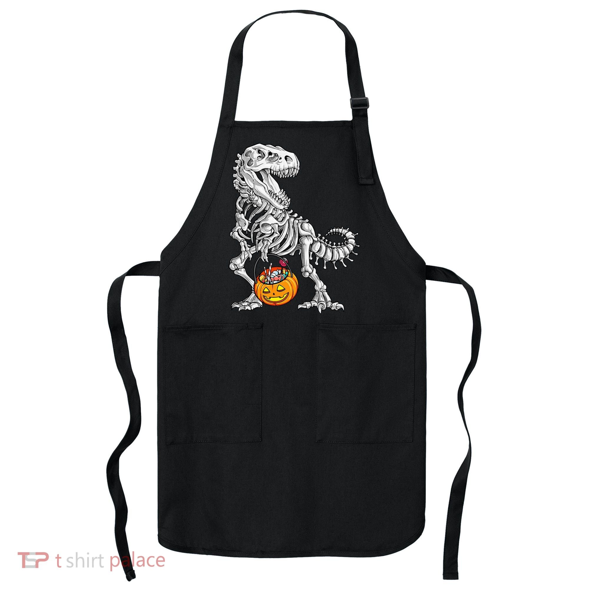 Kids Halloween Dinosaur Skeleton T Rex Funny Pumpkin Apron