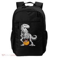 Kids Halloween Dinosaur Skeleton T Rex Funny Pumpkin Backpack thumb 0