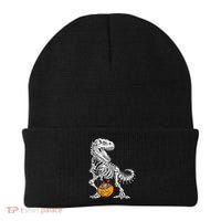 Kids Halloween Dinosaur Skeleton T Rex Funny Pumpkin Beanie thumb 0