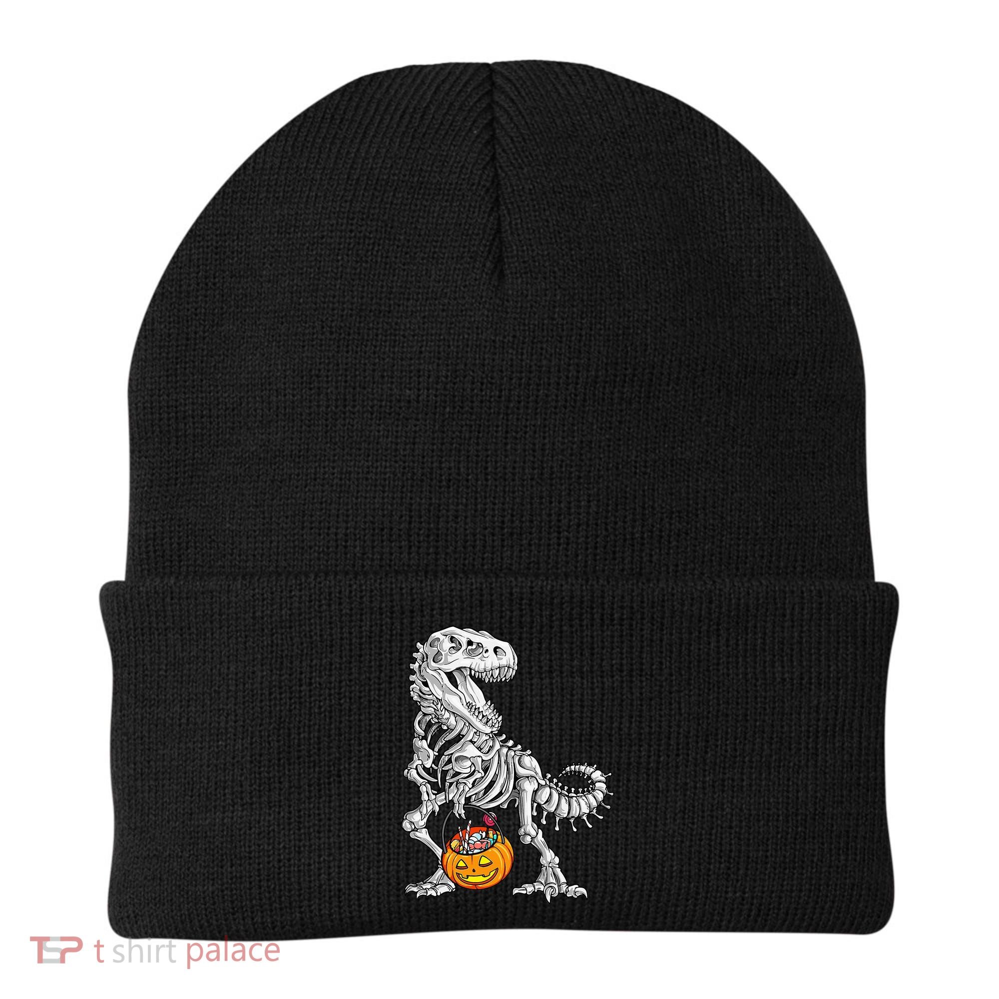 Kids Halloween Dinosaur Skeleton T Rex Funny Pumpkin Beanie