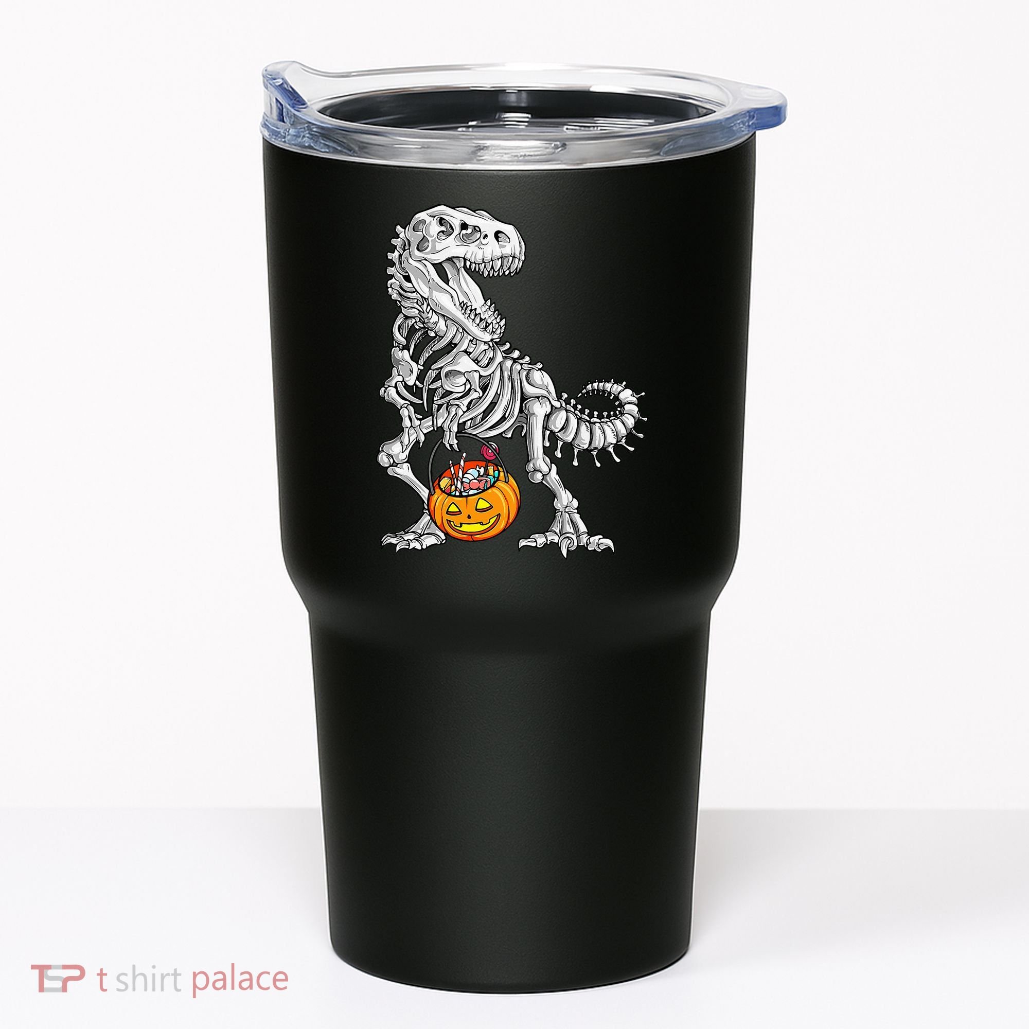 Kids Halloween Dinosaur Skeleton T Rex Funny Pumpkin Tumbler