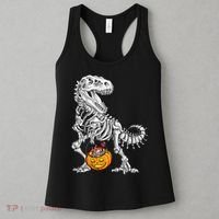 Kids Halloween Dinosaur Skeleton T Rex Funny Pumpkin Women's Tank Top thumb 3