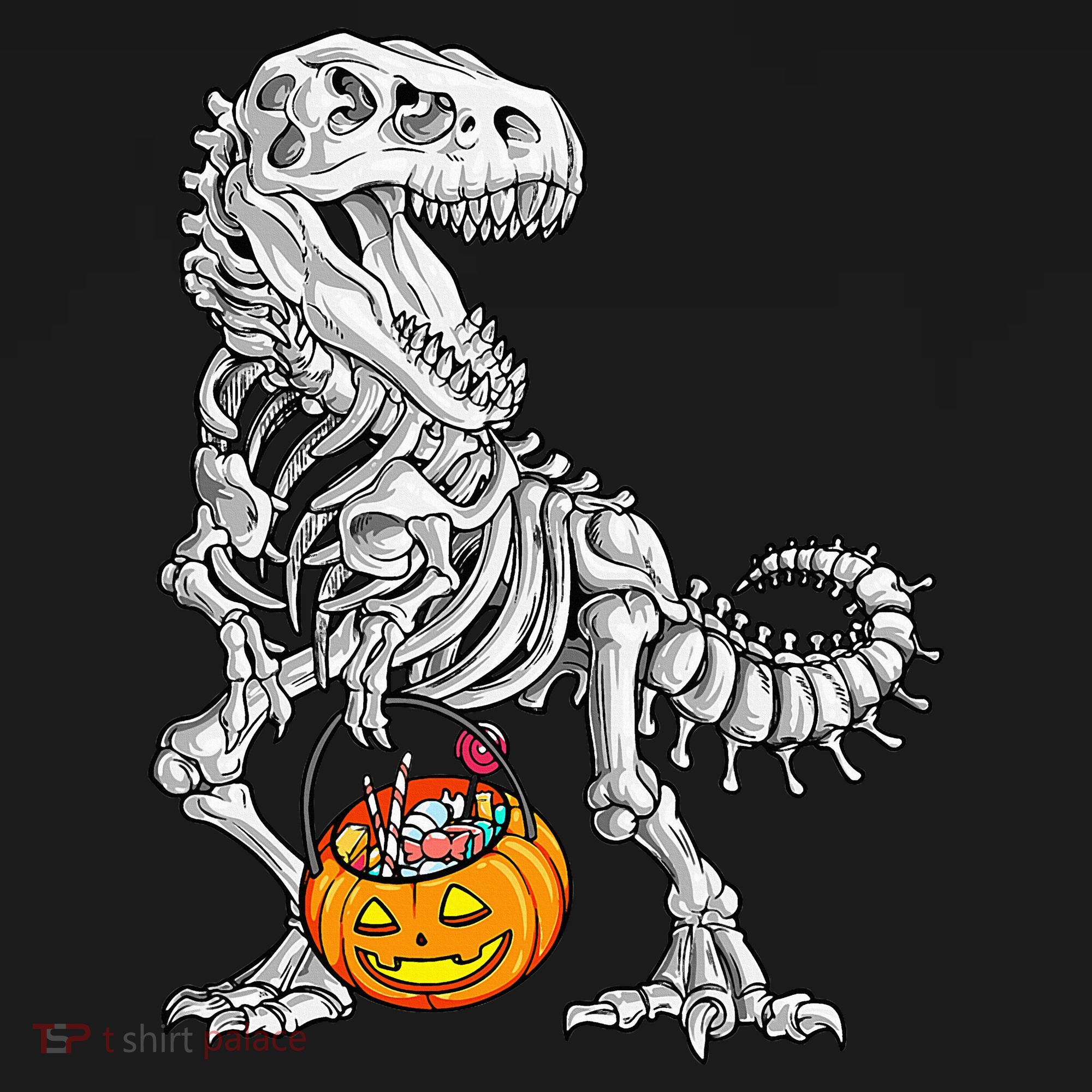 Kids Halloween Dinosaur Skeleton T Rex Funny Pumpkin Women's Tank Top