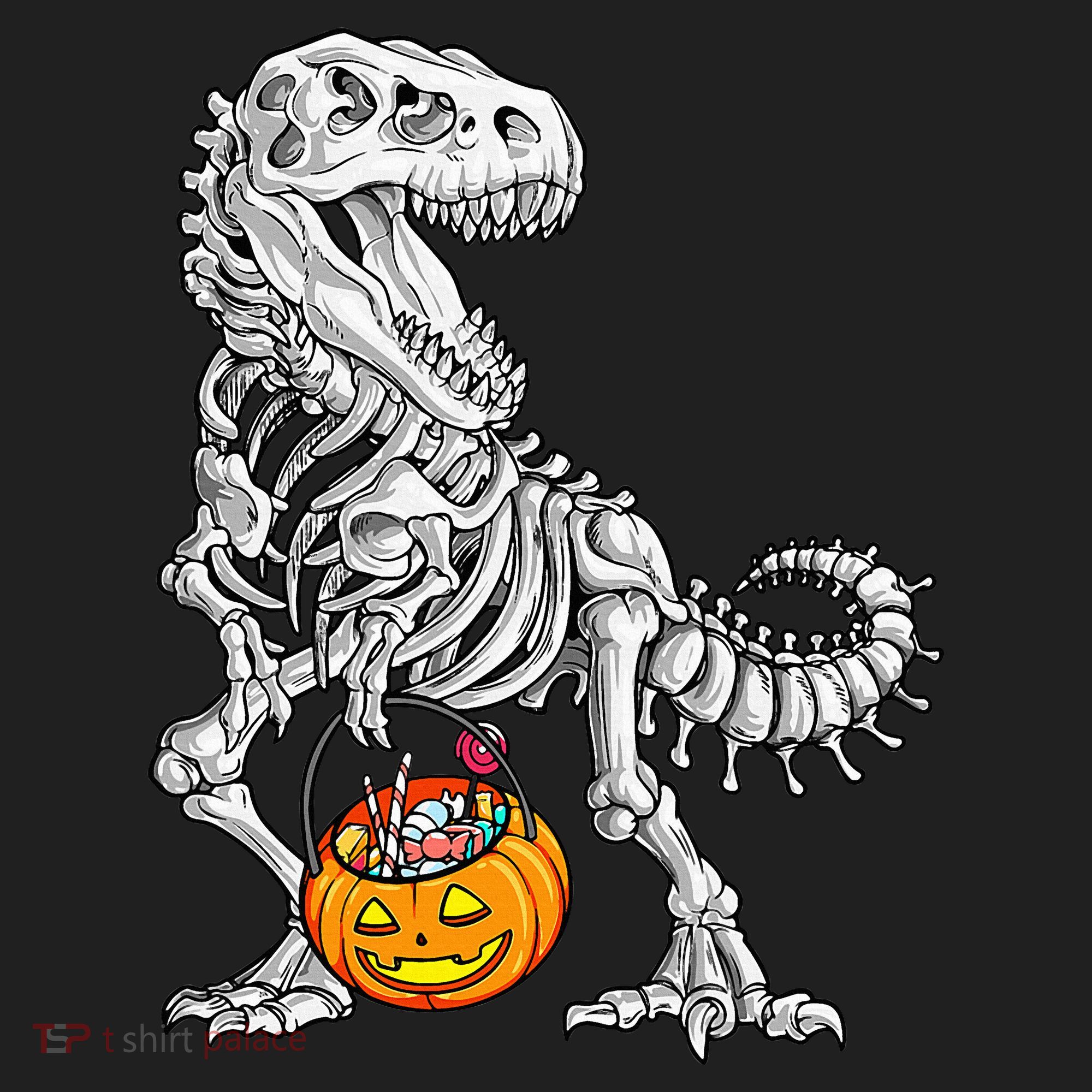 Kids Halloween Dinosaur Skeleton T Rex Funny Pumpkin Golf Towel
