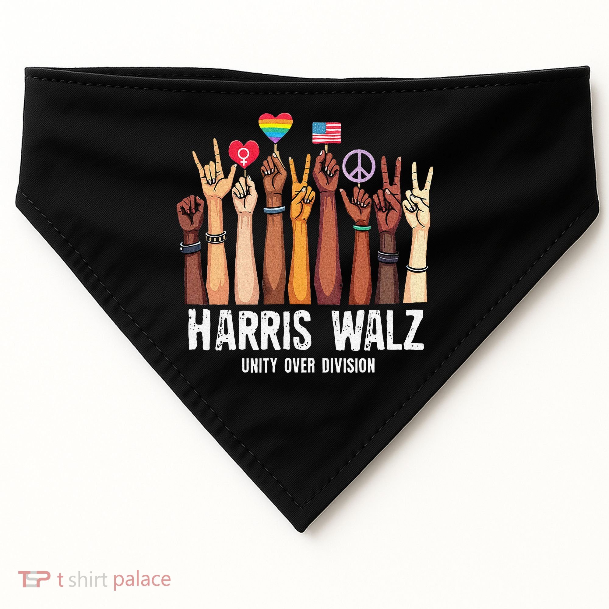 Kamala Harris Election Day Harris Walz Unity Over Division USA-Made Doggie Bandana